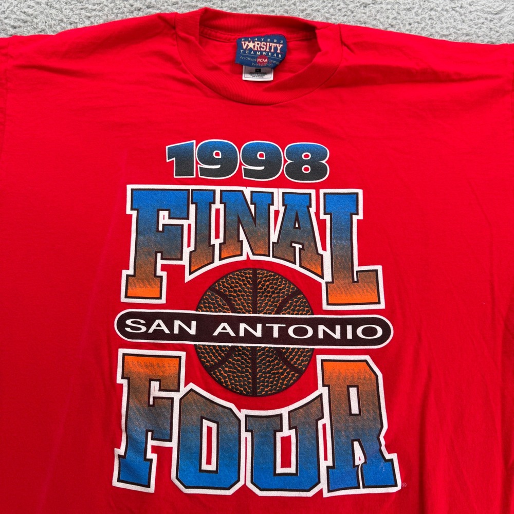 Vintage 1998 NCAA‎ Final Four San Antonio T-Shirt Mens XL Red Varsity Teamwear